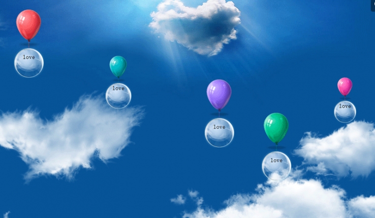 css3气球动画制作空中飘浮气球动画特效