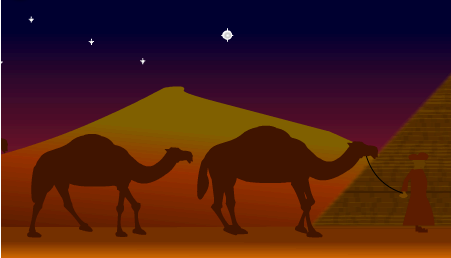 夜晚星空下行走的骆驼flash动画特效