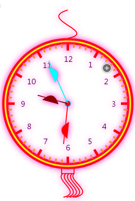 html5 canvas红色圆形的灯笼时钟动画特效