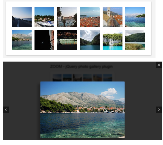jQuery zoom图片弹出层插件简单的图片相册弹出层窗口展示代码