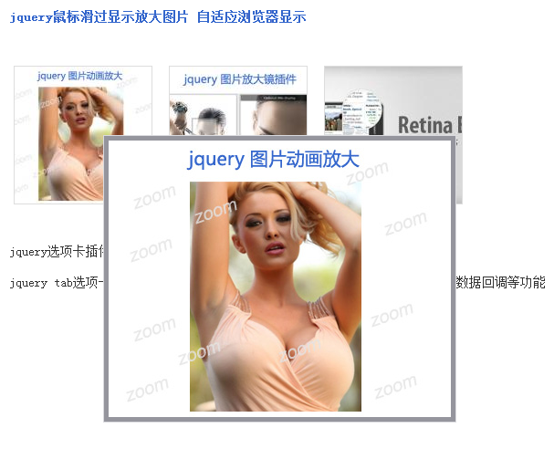 jquery鼠标悬停图片放大显示图片自适应浏览器分辨率