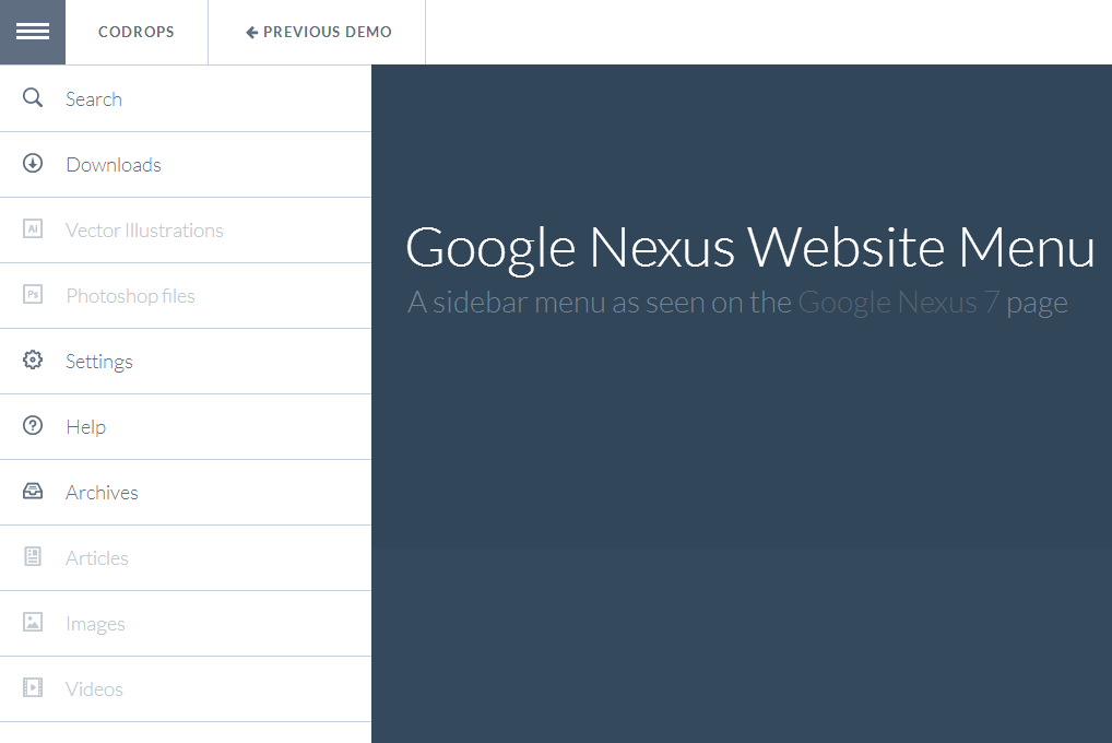modernizr.custom框架制作html5谷歌Nexus网站侧边滑动菜单