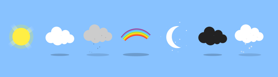 纯CSS3天气动画图标制作7种扁平天气图标动画效果代码