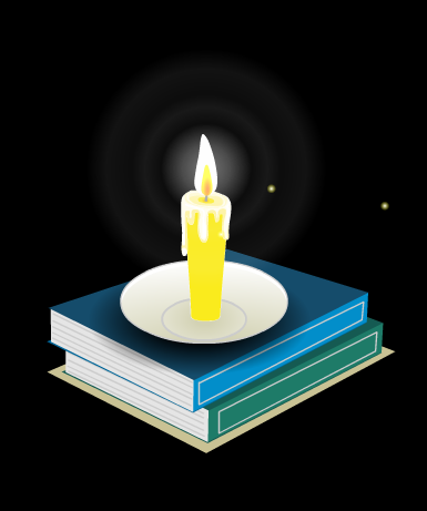 书本上放着一根燃烧的蜡烛flash动画
