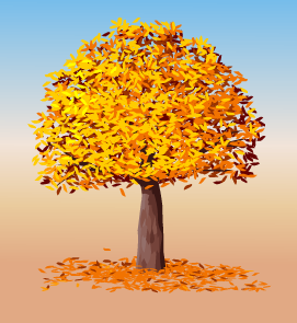 逼真的秋天黄色树叶飘落flash动画