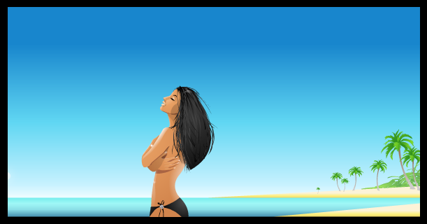 卡通风格沙滩上性感的美女flash动画