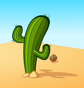 沙漠中微风吹过的仙人掌flash动画
