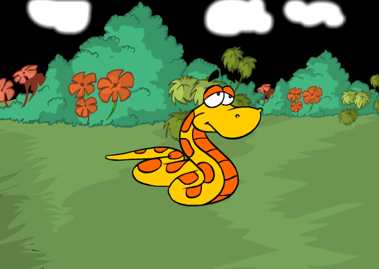草地上爬行的卡通小蛇flash动画