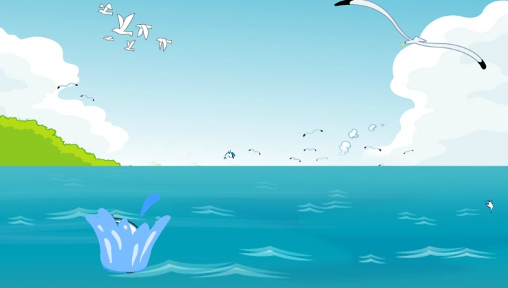 海面上海豚跳跃flash动画