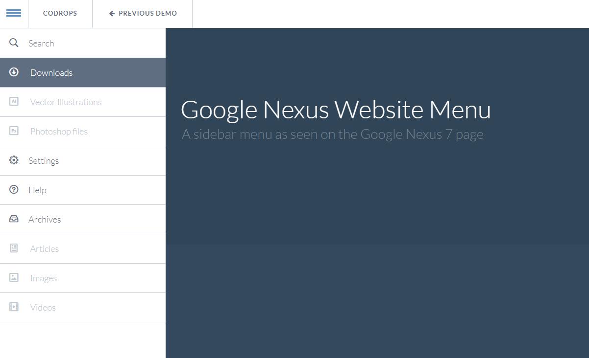 基于css实现谷歌NEXUS网站菜单特效