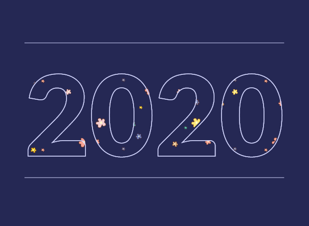 CSS3数字2020填充背景动画特效代码下载