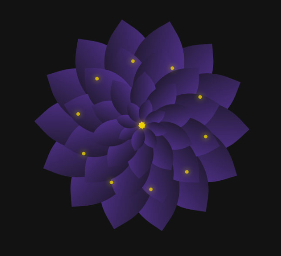 CSS3鼠标滑过点亮紫色花瓣特效代码下载