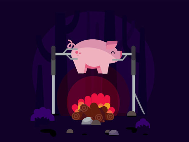 CSS3野外烤乳猪动画场景特效代码下载