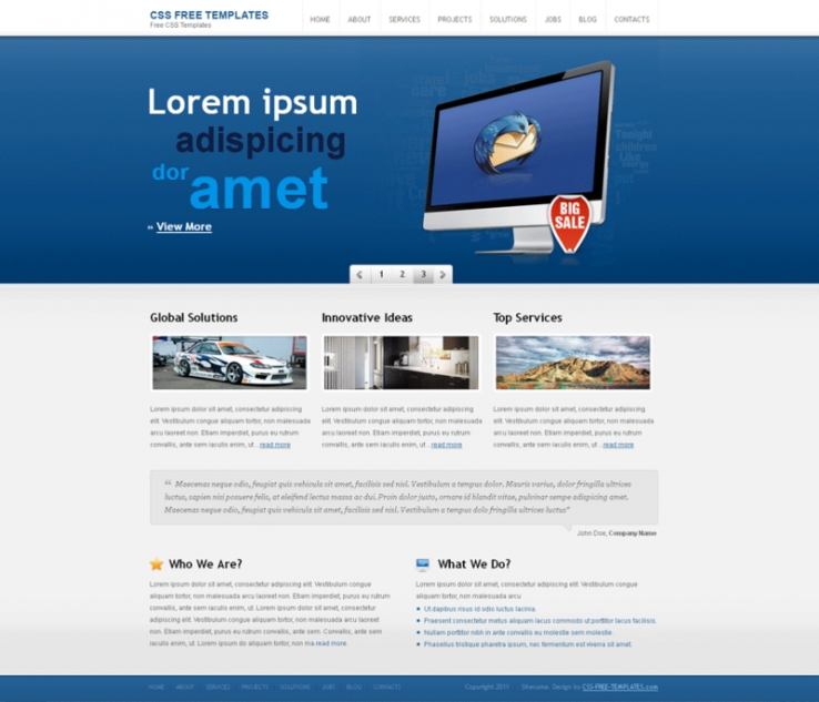 简洁干净的蓝色商务风格html网站模板