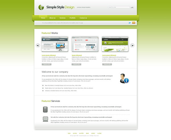 网页web 2.0风格绿色个人博客网页整站模板下载