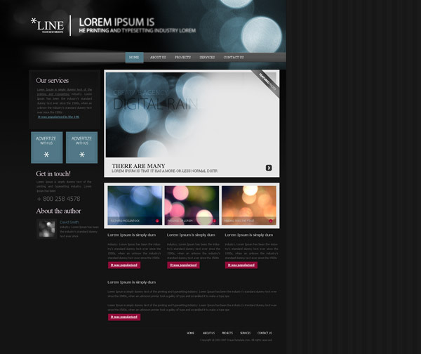 网页web2.0风格设计师个人黑色主页整站模板下载
