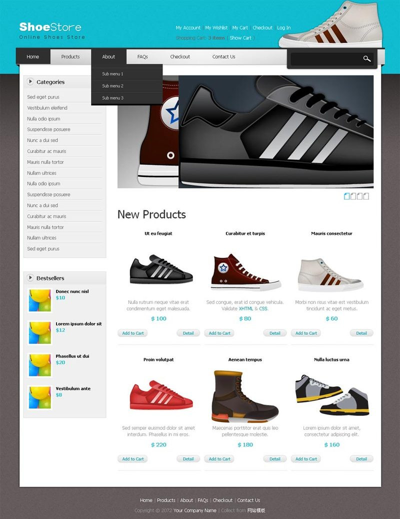 网上电子商务买鞋子商城网站模板下载