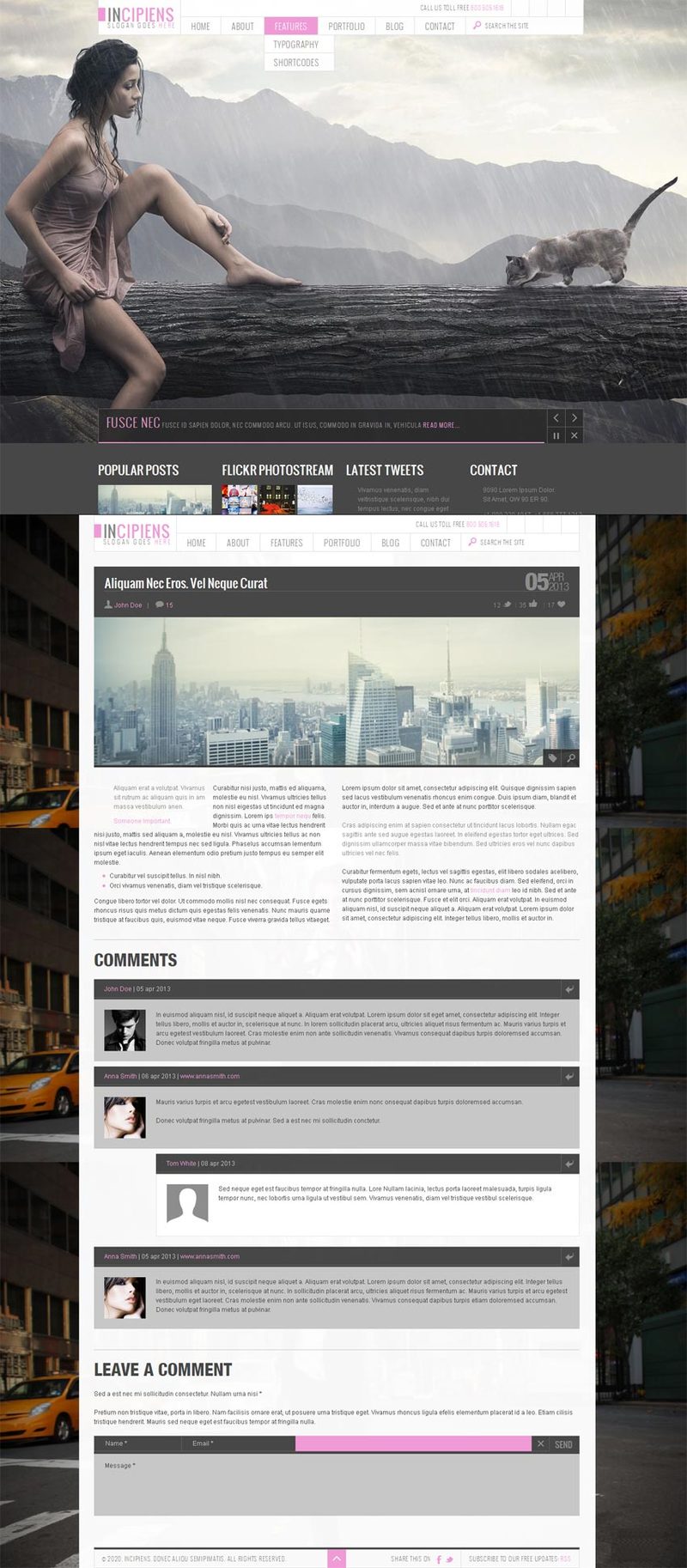 扁平化风格企业博客网站模板下载