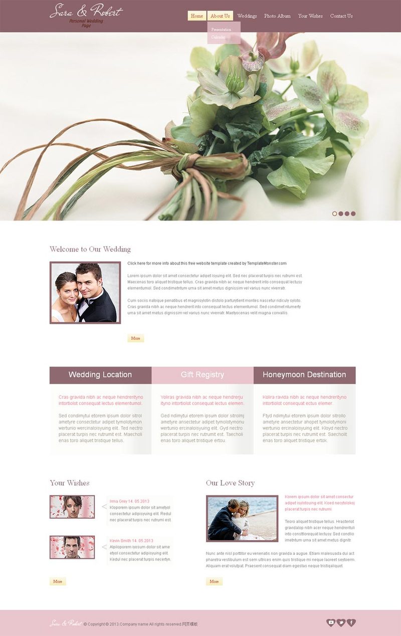 欧美风格婚礼策划公司网站整站模板下载