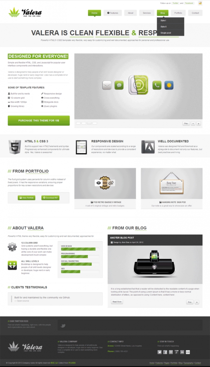 绿色风格响应式手机页面设计公司模板下载