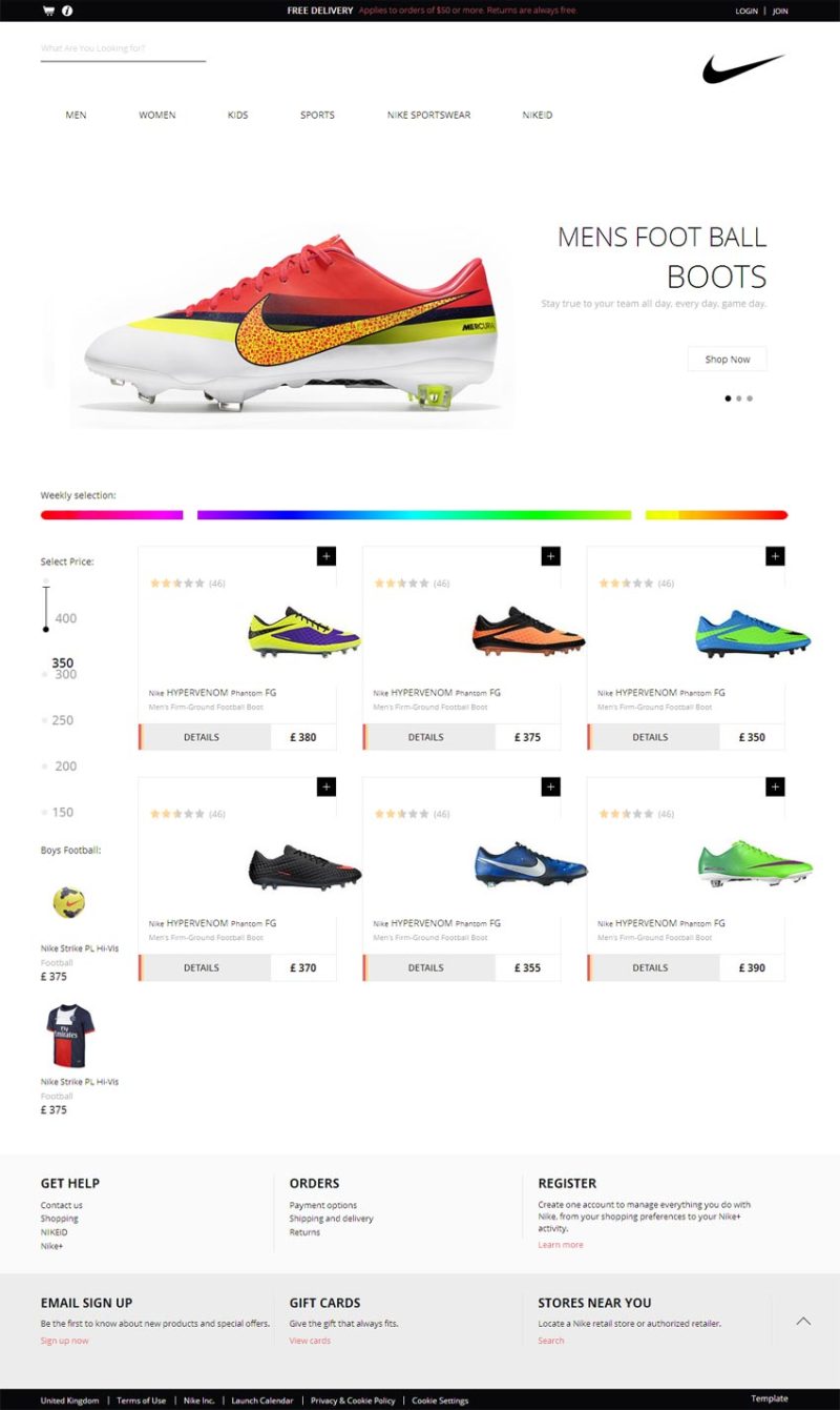 响应式网站足球运动鞋商城模板下载