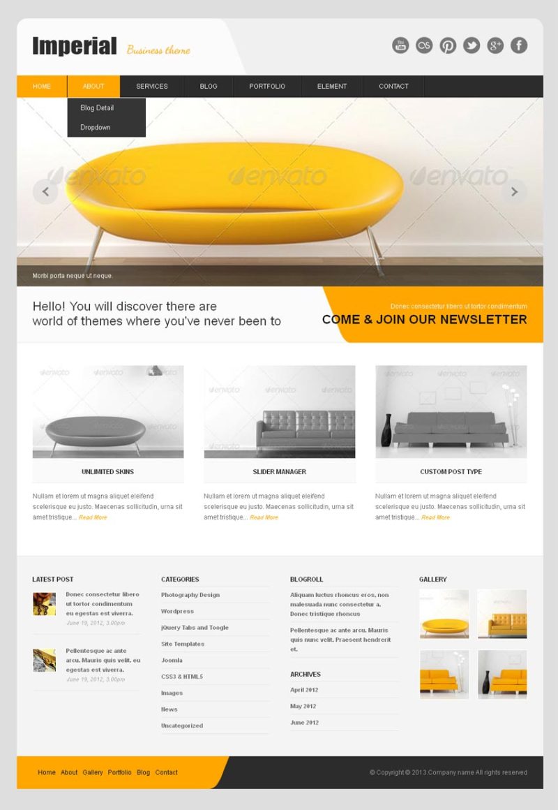 黄色风格的家具装饰企业网站模板下载