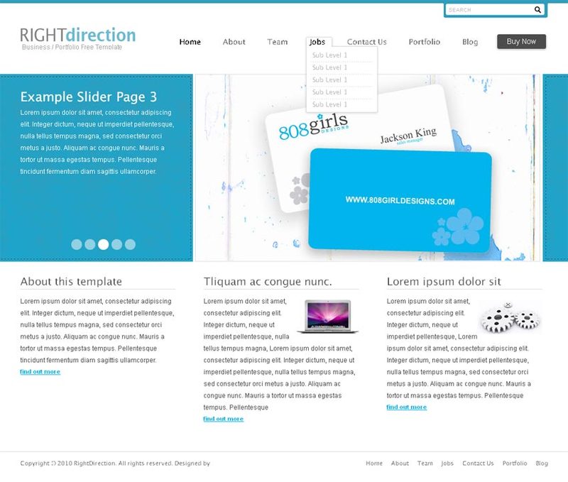 蓝色风格的名片画册设计公司网站模板下载