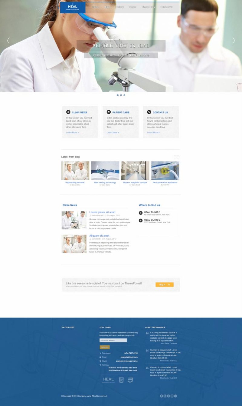 蓝色风格的医疗器械网站模板下载