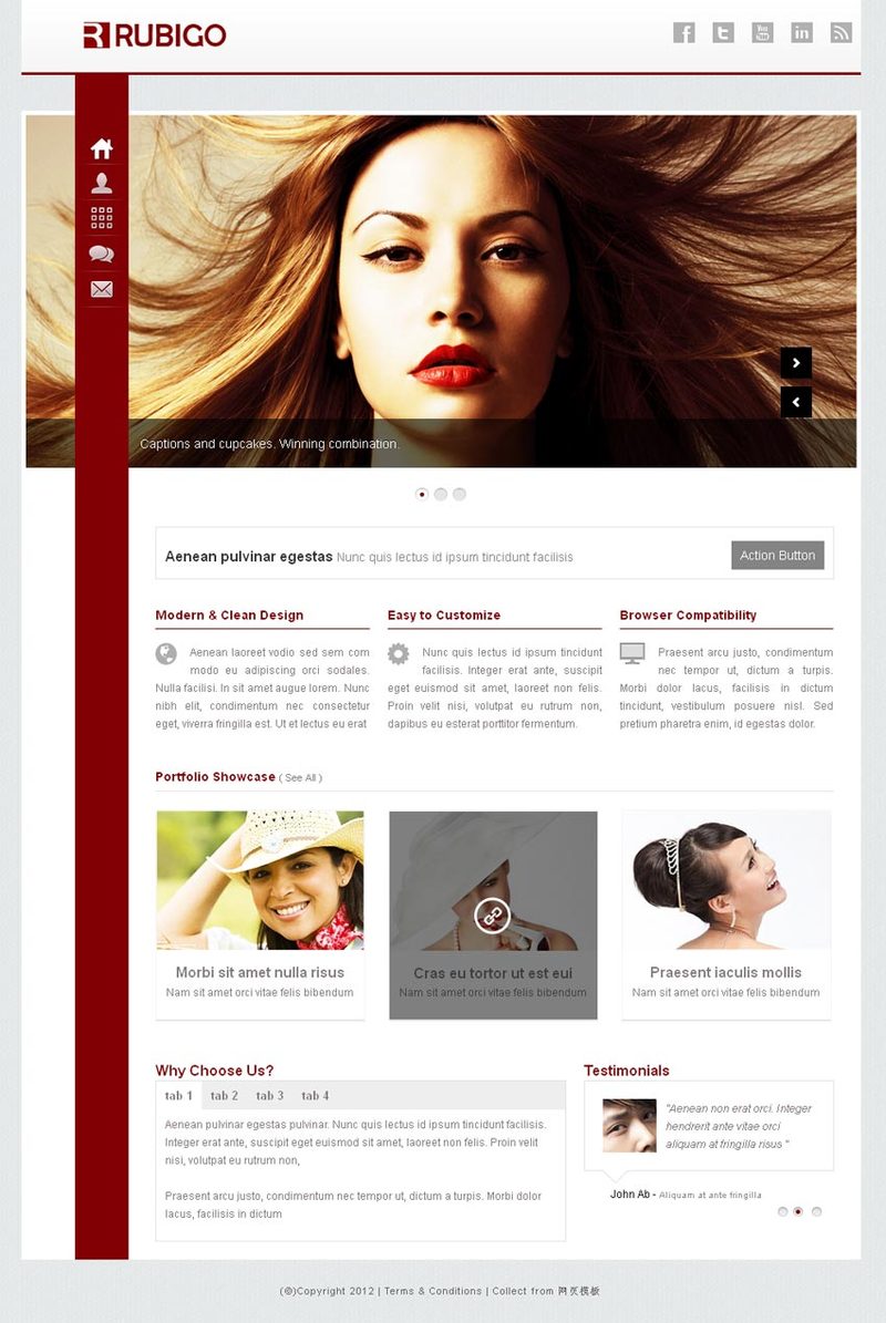 红色风格的个人摄影相册网站模板下载