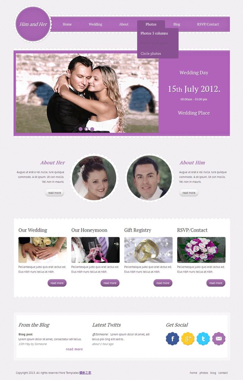 欧美风格的婚庆网站模板下载
