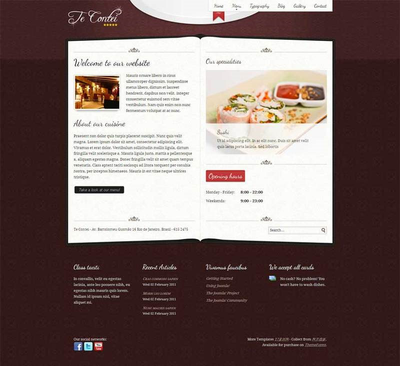 欧美风格的西餐厅美食网站模板下载