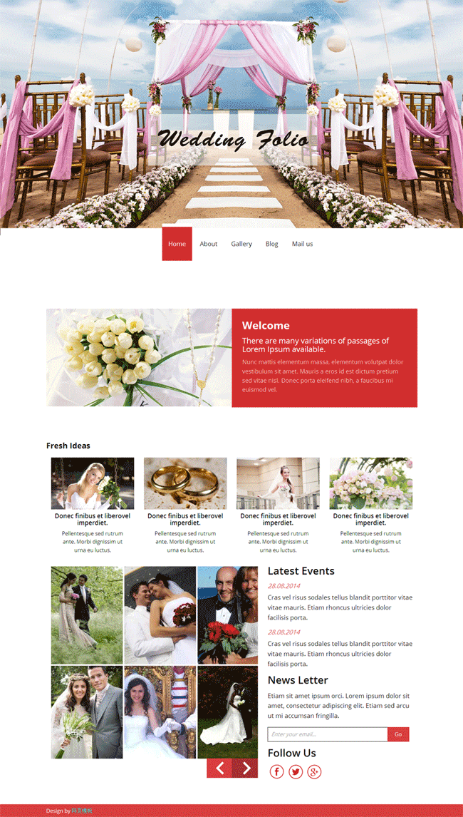 红色风格的个人结婚相册网站模板下载