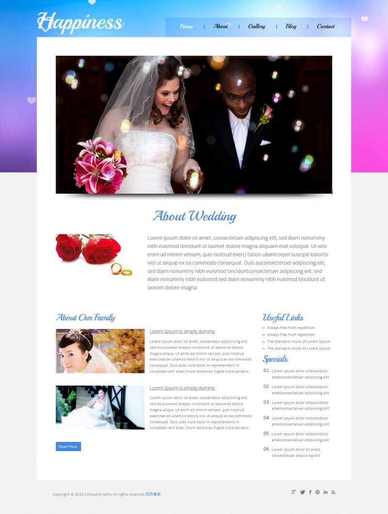 欧美风格的个人结婚相册网站模板下载