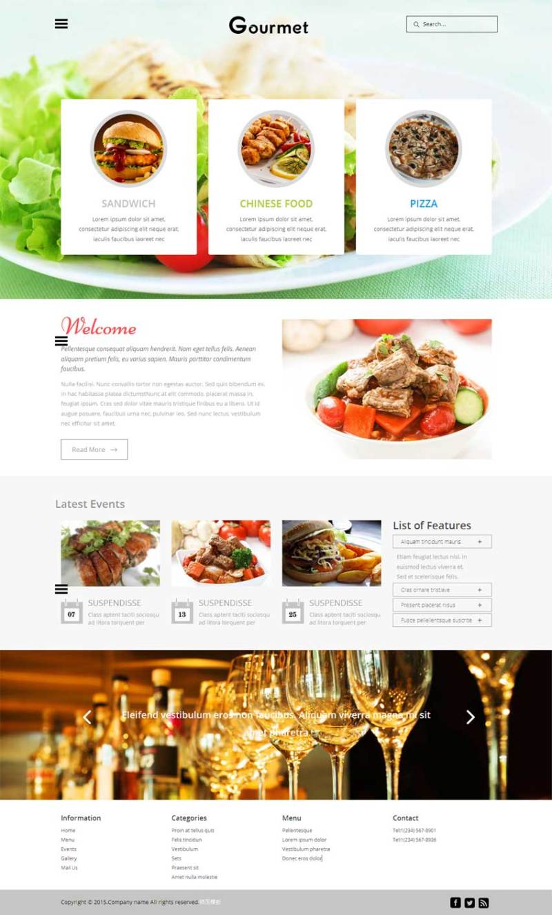 大气风格的西餐厅美食网站模板下载