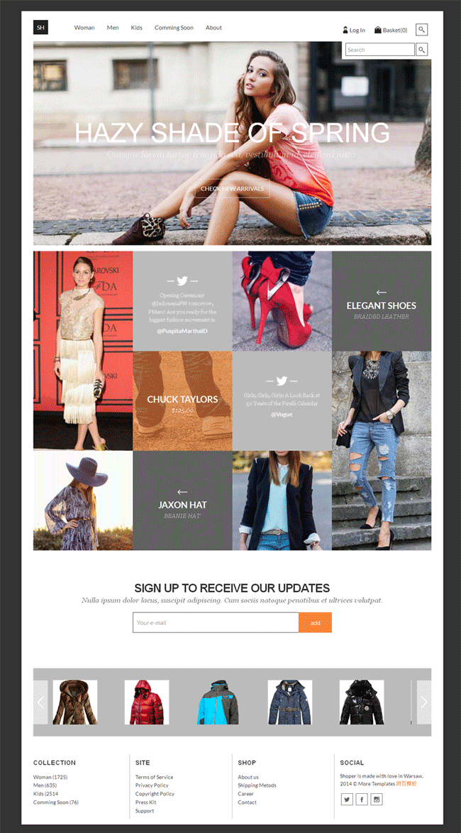 扁平化风格的服装购物网站模板下载