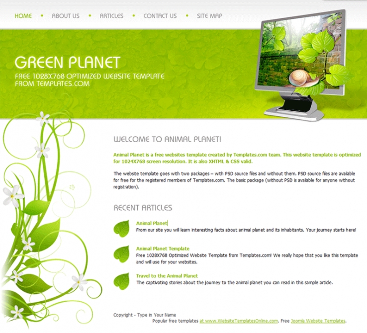 绿色风格的静态网站模板下载