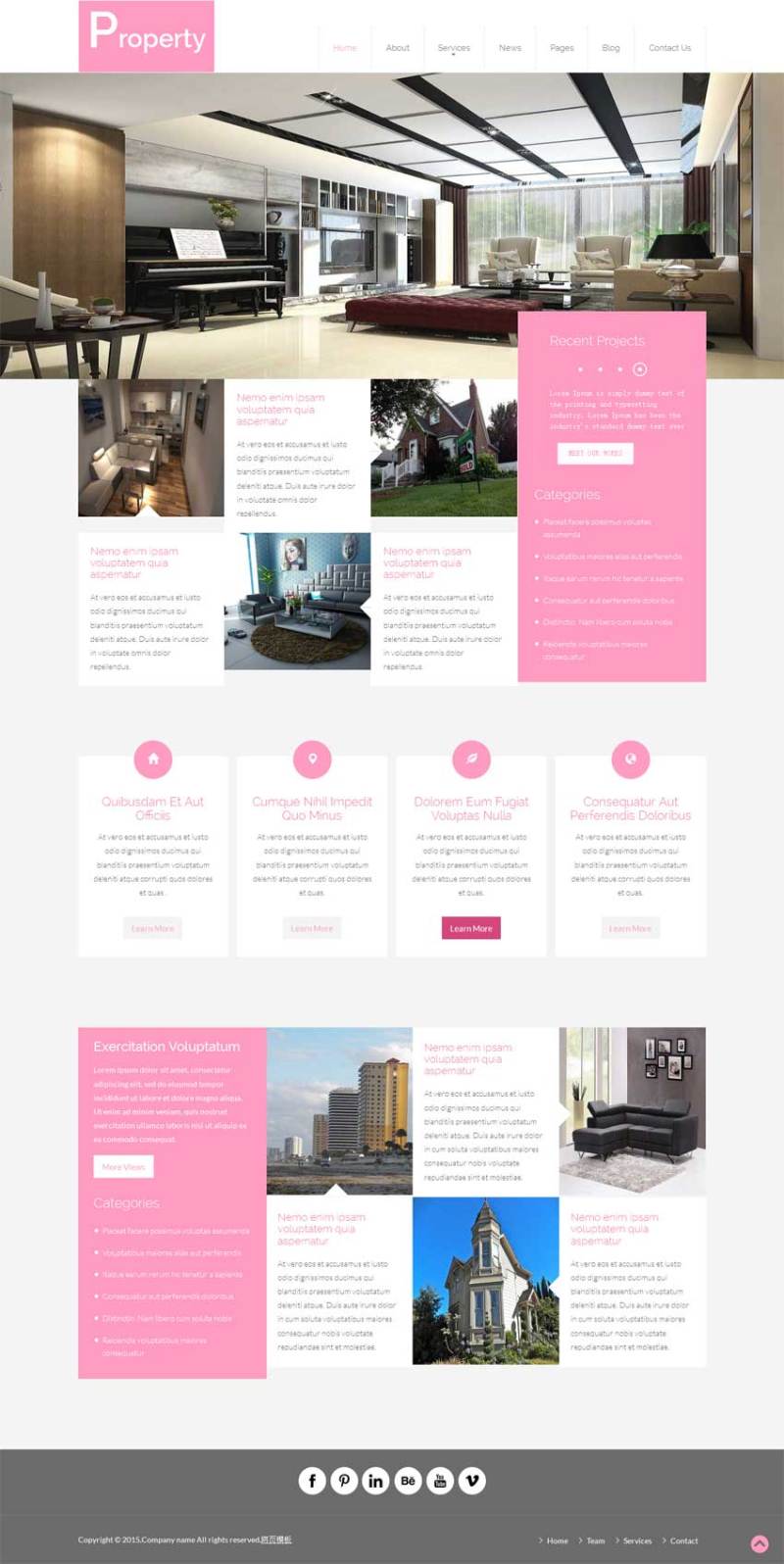 装饰公司网站粉色风格的模板下载