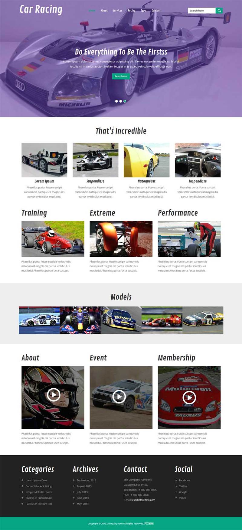 赛车比赛俱乐部网站模板下载