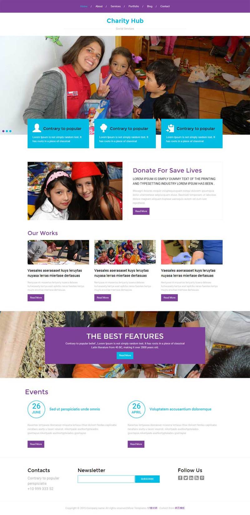 儿童教育公益网站模板下载