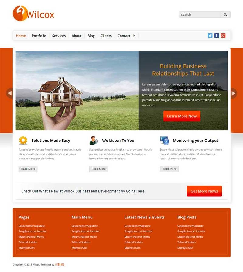 商务公司网站橙色风格的模板下载