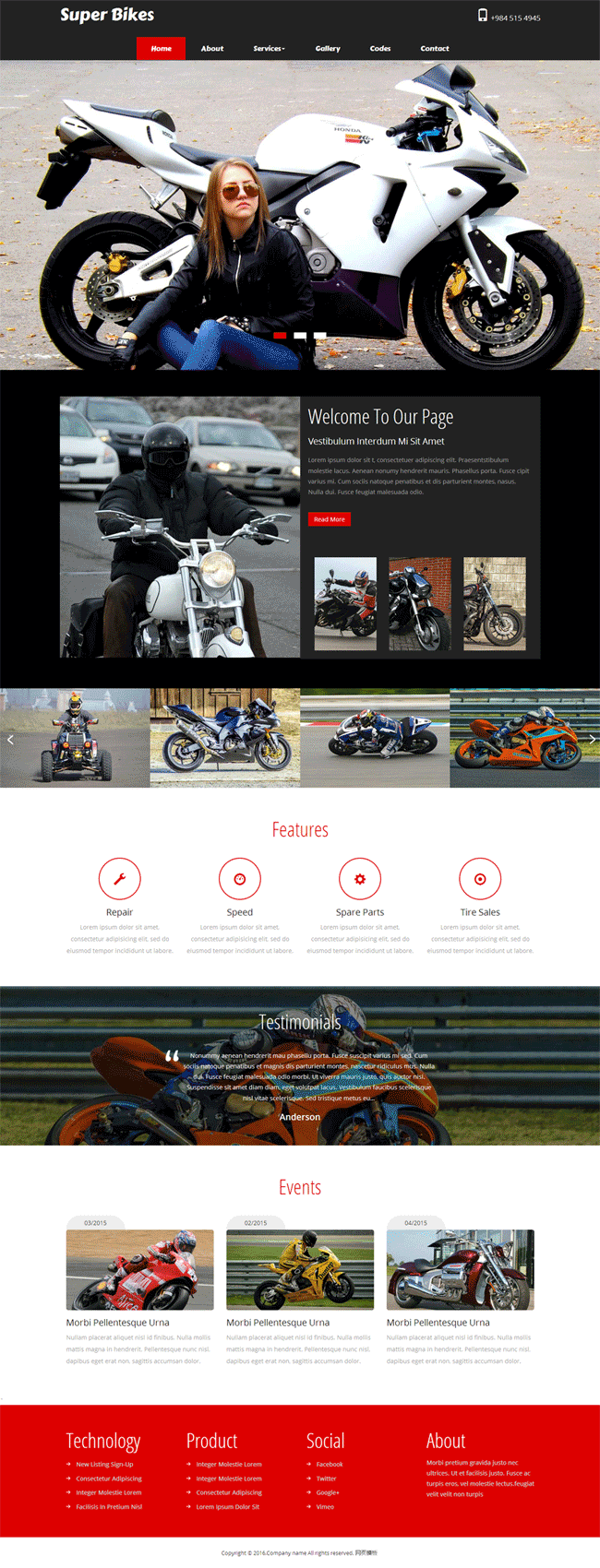 摩托车网站黑色风格的模板下载