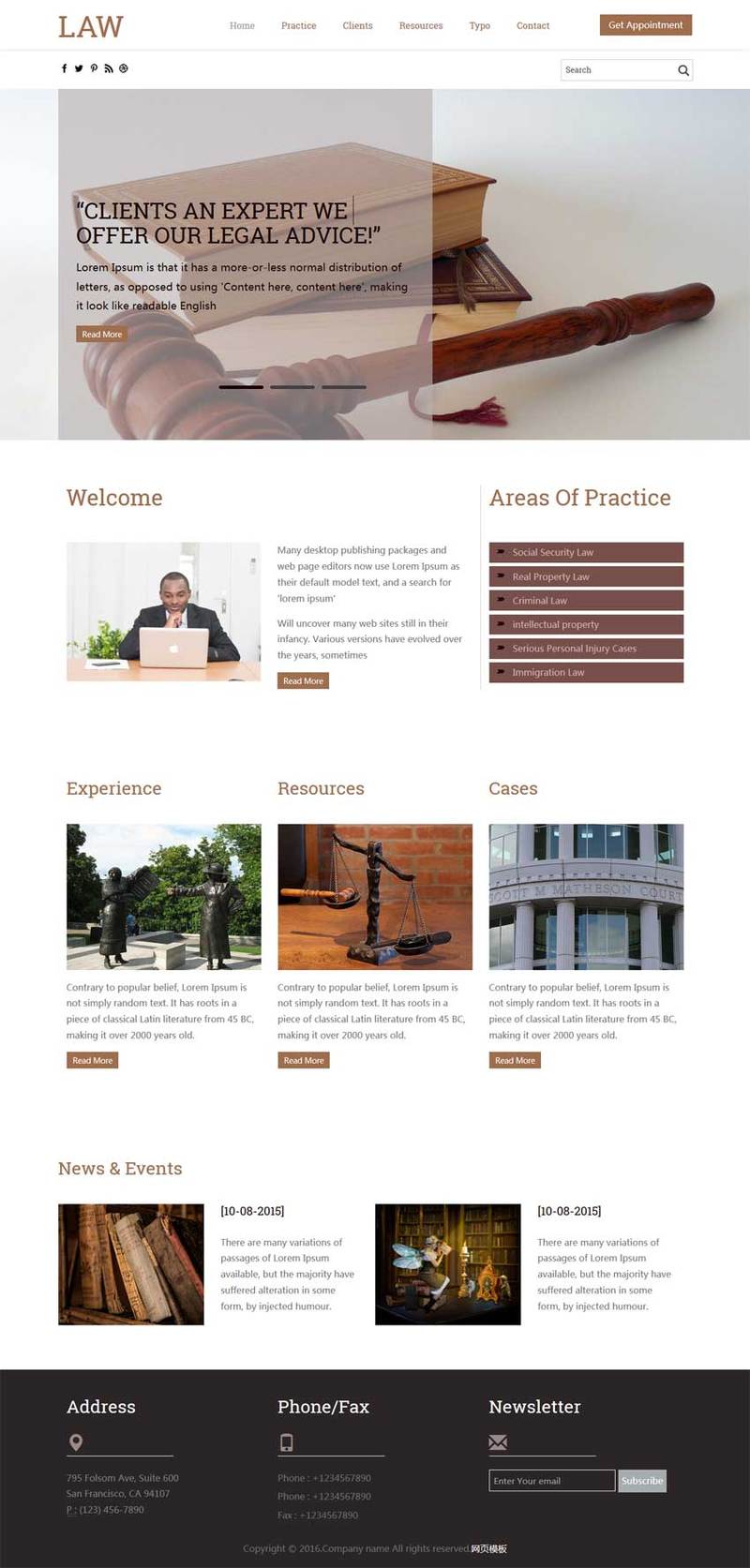 律师事务所网站简洁风格的模板下载