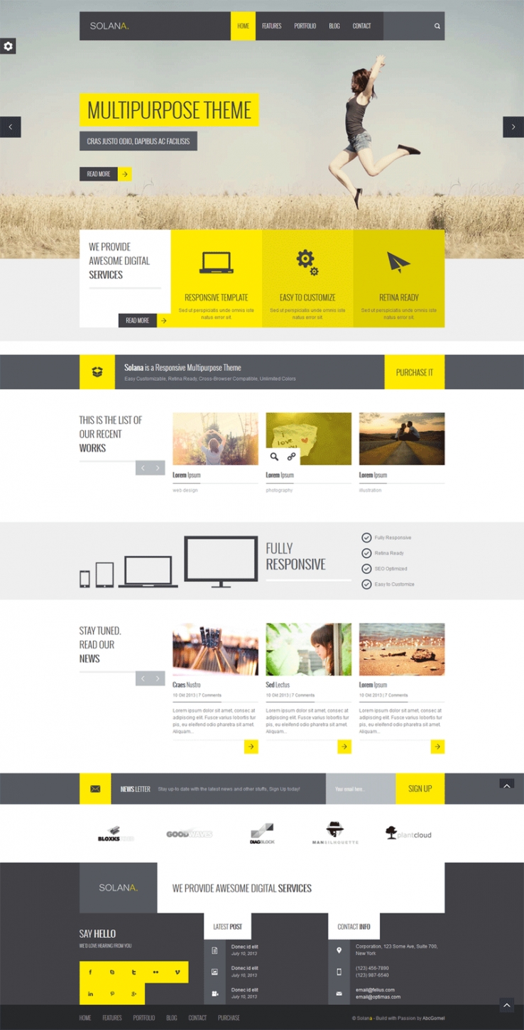 网页设计公司黄色风格的模板下载