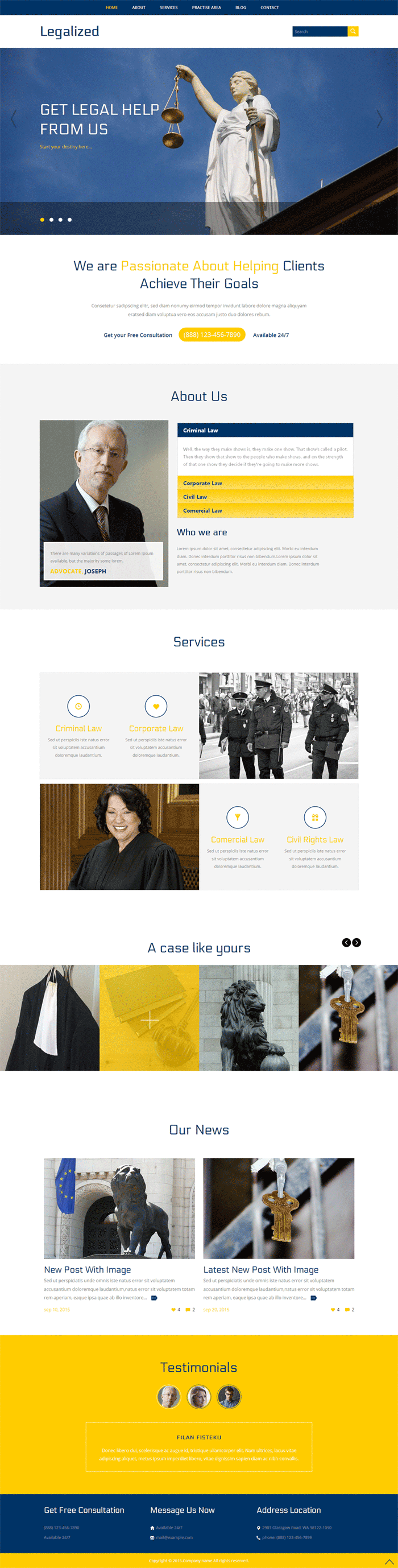 律师法院网站欧美风格的模板下载