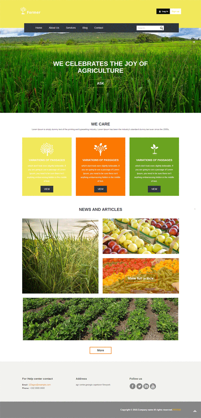 农产品种植网站简洁风格的模板下载