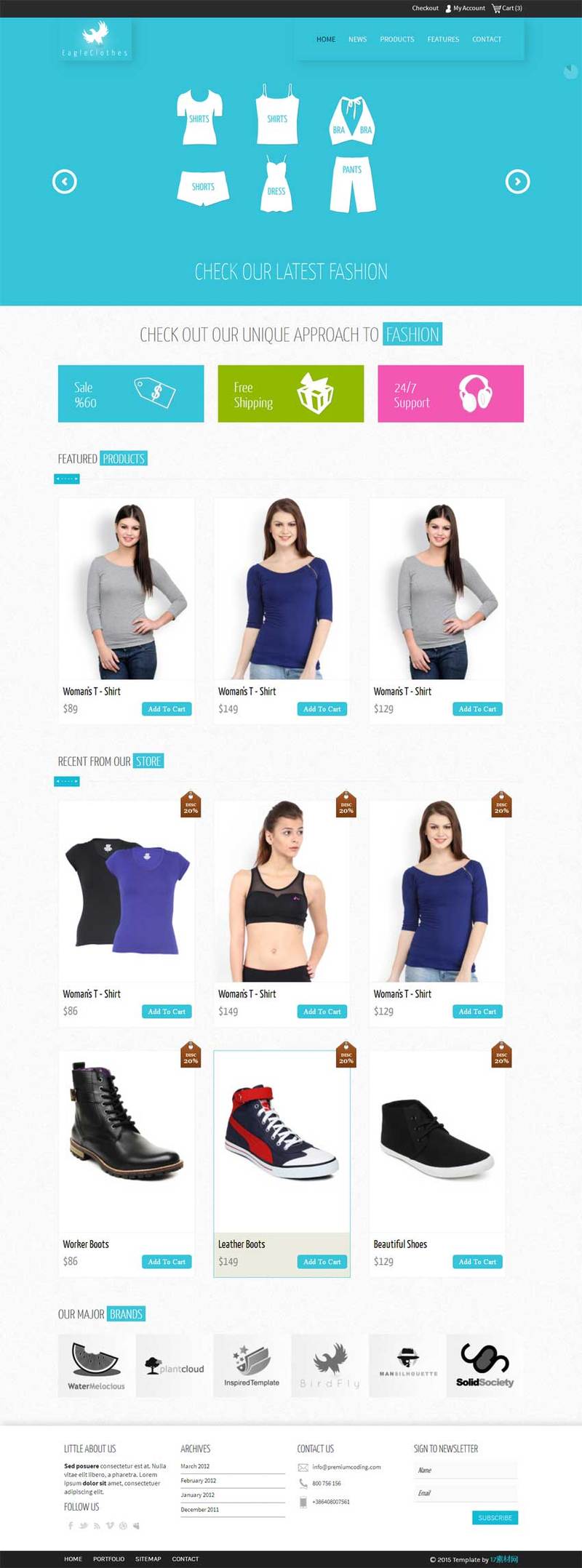 服装购物网站欧美风格的模板下载