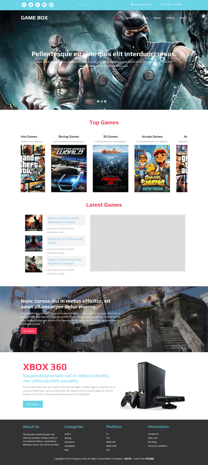 单机游戏网站欧美宽屏风格的模板下载