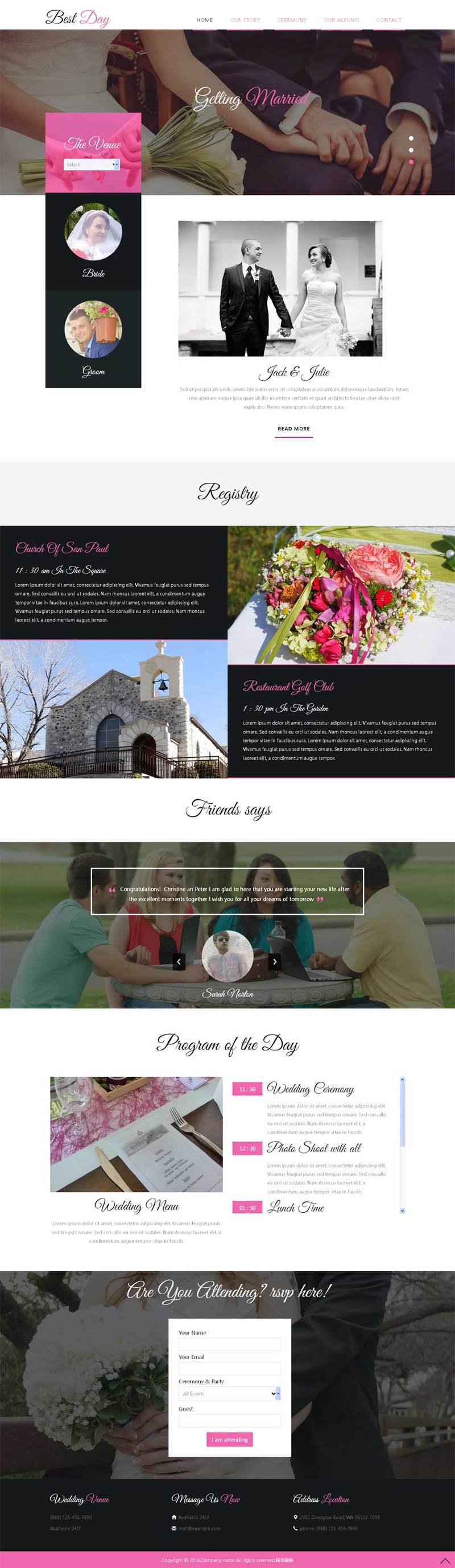 婚纱摄影网站简洁宽屏的模板下载