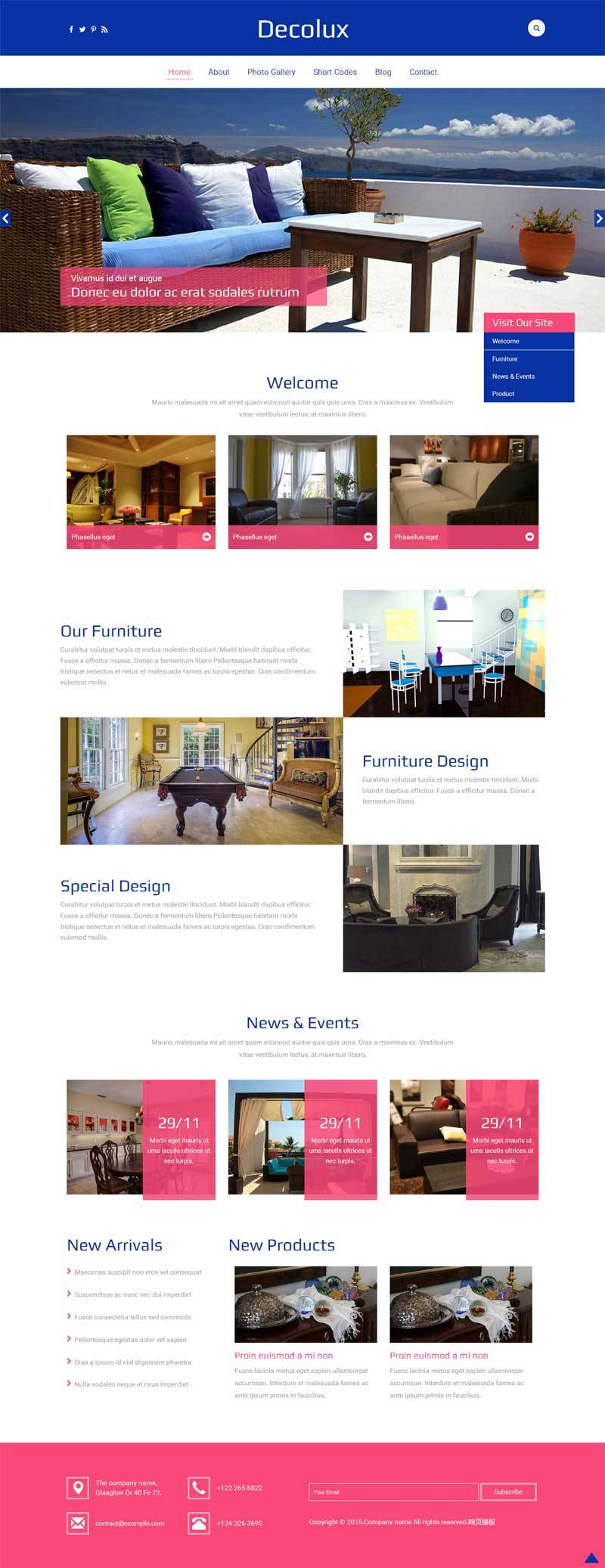 家居装饰网站简单宽屏风格的模板下载