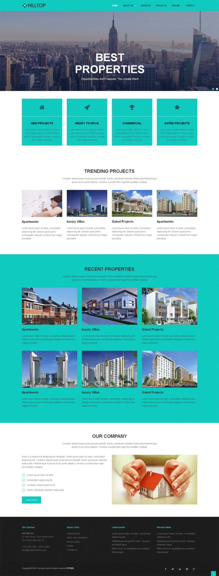 房地产建筑企业网站大气绿色风格的模板下载